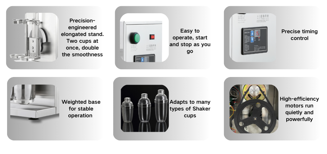 This diagram describes the features of the components of the milkshake maker LJY120-2 and the purpose of each accessory.